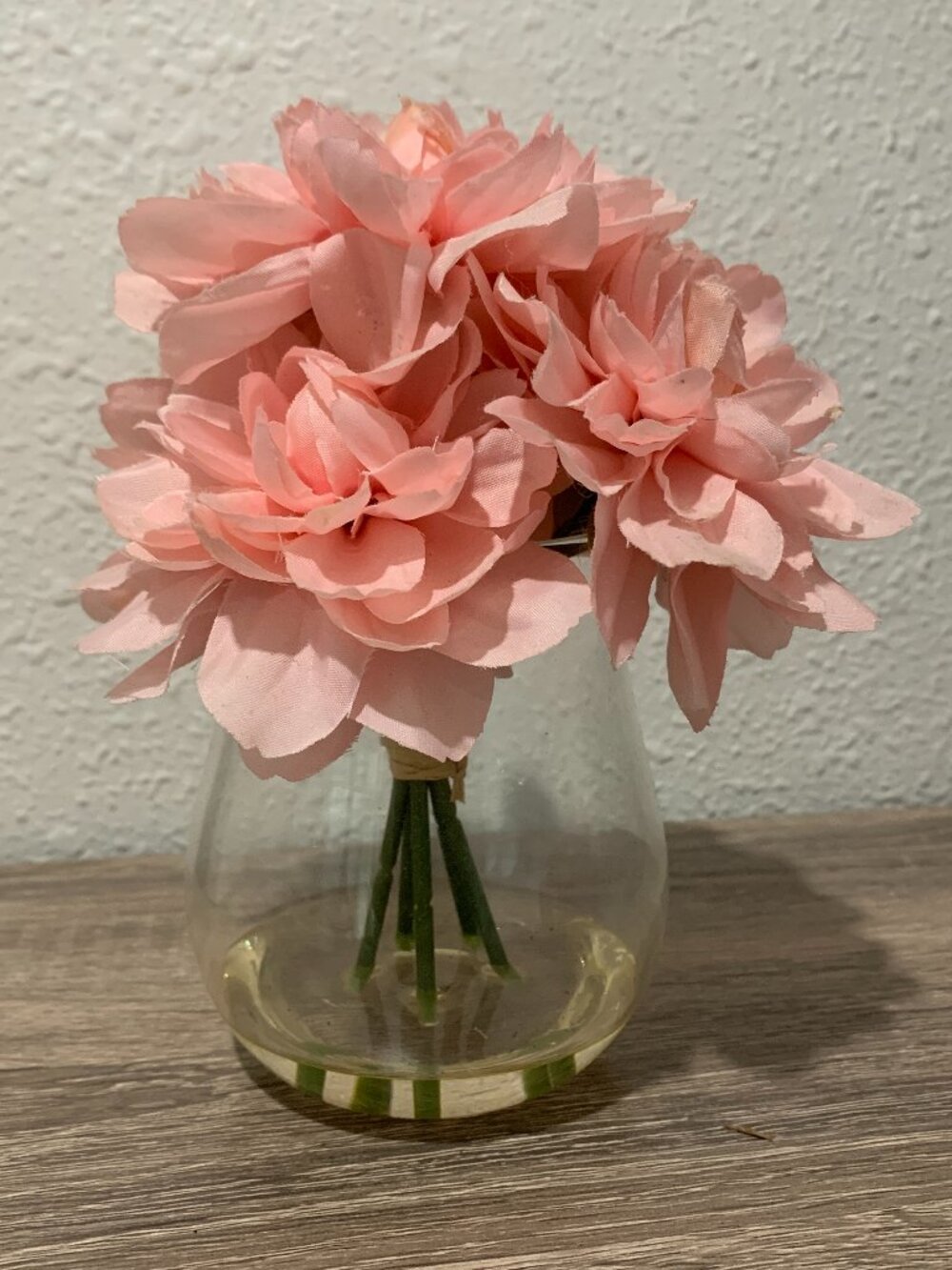 Small Clear Glass Bud Vase with Artificial Pink Peonies - 5" Decorative Floral